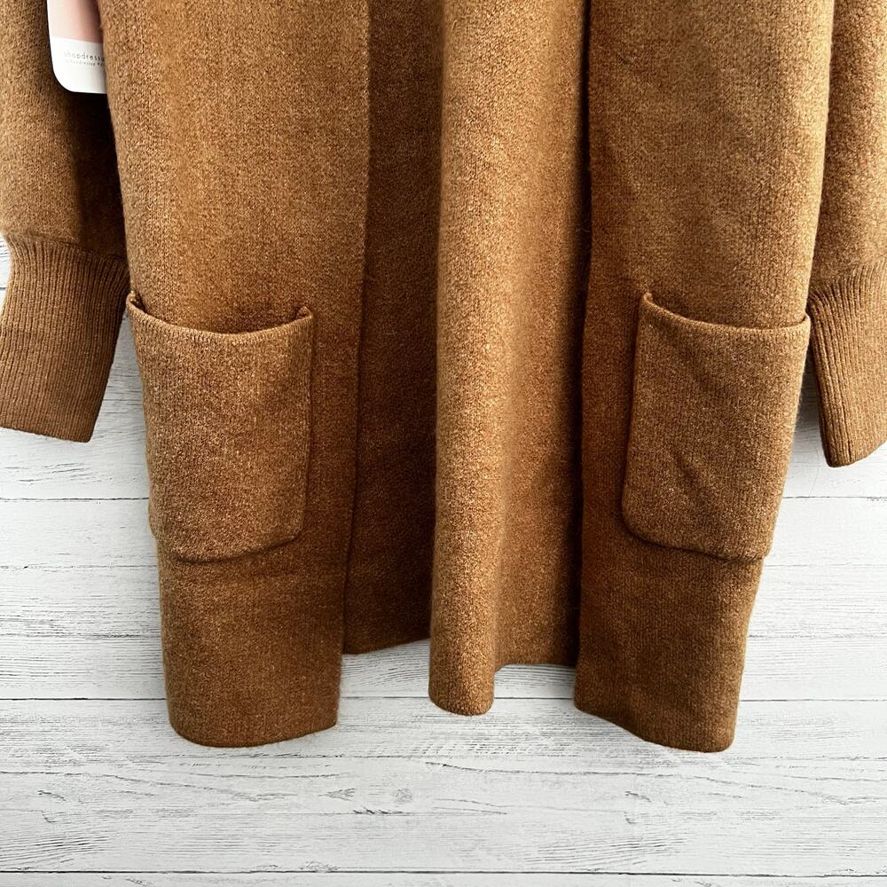 &Merci NWT Camel Long Sleeve Longline Pocket Cardigan Size L - Picture 5 of 9